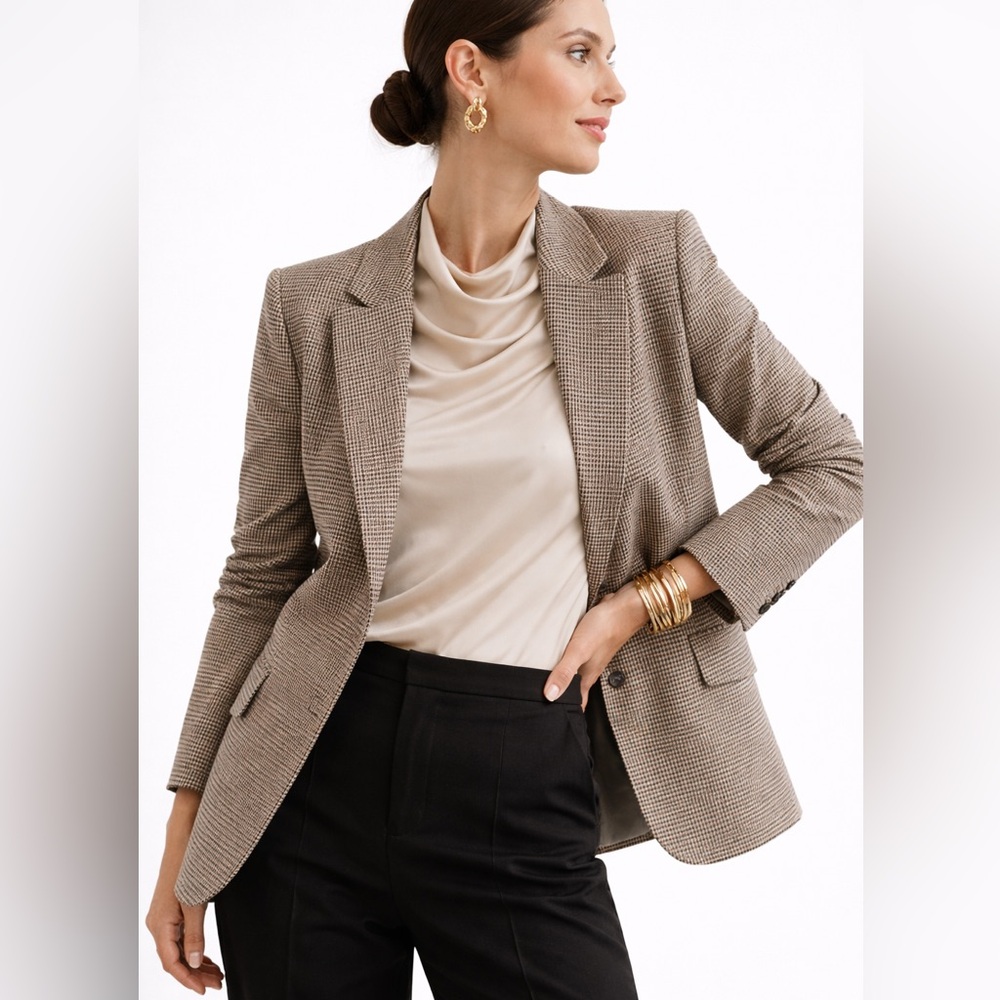 ME+EM Houndstooth Blazer - Brown and Cream - Picture 4 of 4